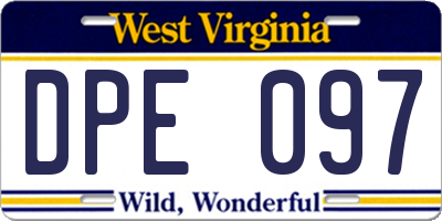 WV license plate DPE097