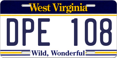 WV license plate DPE108
