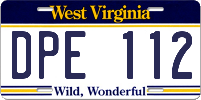 WV license plate DPE112
