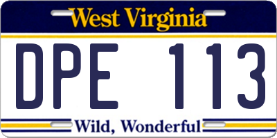 WV license plate DPE113
