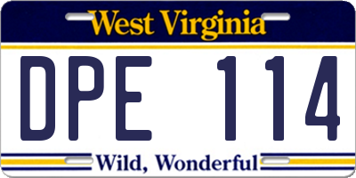 WV license plate DPE114