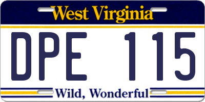 WV license plate DPE115