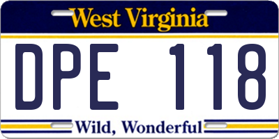 WV license plate DPE118