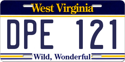 WV license plate DPE121
