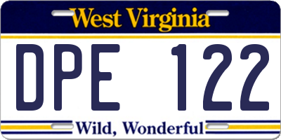 WV license plate DPE122