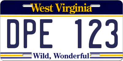WV license plate DPE123