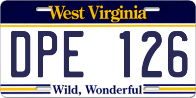 WV license plate DPE126