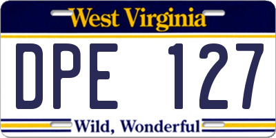 WV license plate DPE127