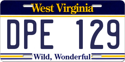 WV license plate DPE129