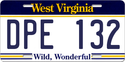 WV license plate DPE132