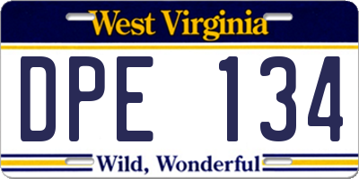 WV license plate DPE134