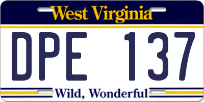 WV license plate DPE137