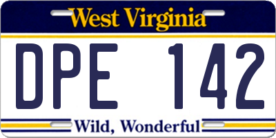 WV license plate DPE142