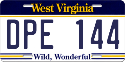 WV license plate DPE144