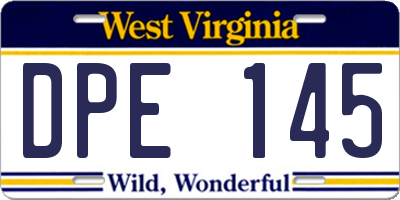 WV license plate DPE145