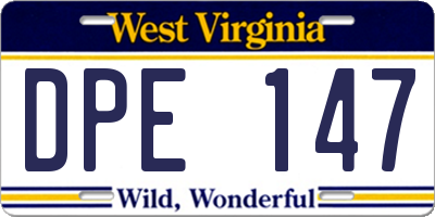 WV license plate DPE147