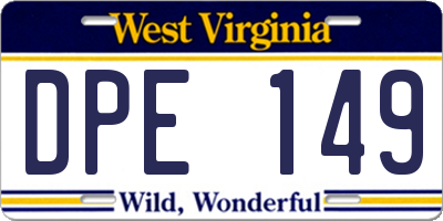 WV license plate DPE149