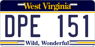 WV license plate DPE151
