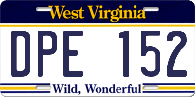 WV license plate DPE152