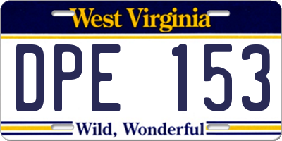 WV license plate DPE153