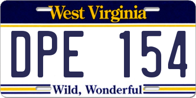 WV license plate DPE154