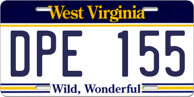 WV license plate DPE155