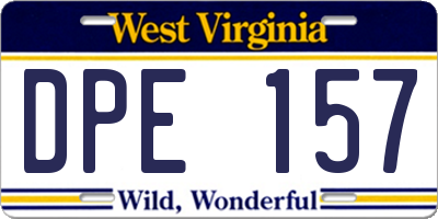 WV license plate DPE157