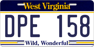 WV license plate DPE158
