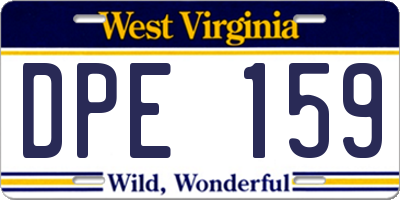 WV license plate DPE159
