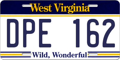 WV license plate DPE162