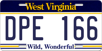 WV license plate DPE166
