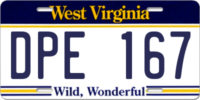 WV license plate DPE167