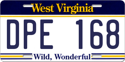 WV license plate DPE168