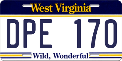 WV license plate DPE170