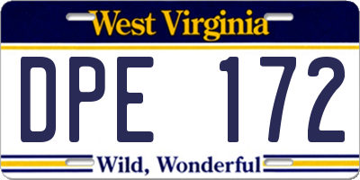 WV license plate DPE172