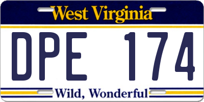 WV license plate DPE174