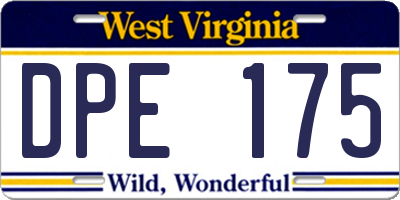 WV license plate DPE175