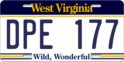 WV license plate DPE177