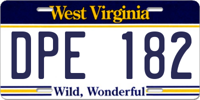 WV license plate DPE182