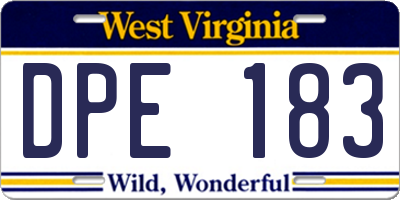 WV license plate DPE183