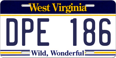 WV license plate DPE186