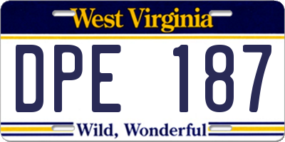 WV license plate DPE187