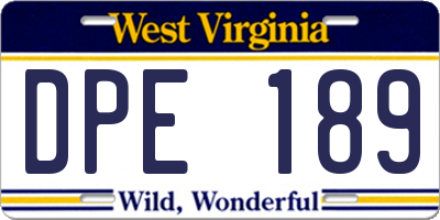 WV license plate DPE189