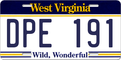 WV license plate DPE191