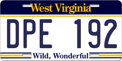 WV license plate DPE192