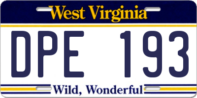 WV license plate DPE193