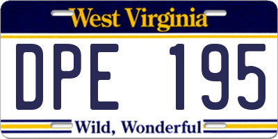 WV license plate DPE195