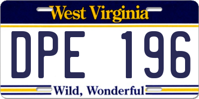 WV license plate DPE196