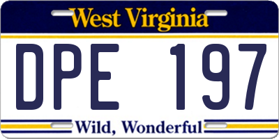 WV license plate DPE197