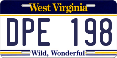 WV license plate DPE198